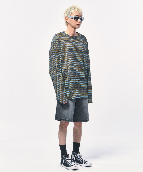 C WEAR BY THE GENIUS(シーウェアバイザジーニアス)の「シースルークラフトニットプルオーバーカーキ(ニット/セーター・メンズ・その他・size1/size3)」の3枚目の写真