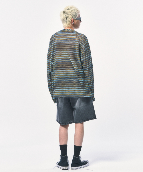 C WEAR BY THE GENIUS(シーウェアバイザジーニアス)の「シースルークラフトニットプルオーバーカーキ(ニット/セーター・メンズ・その他・size1/size3)」の4枚目の写真