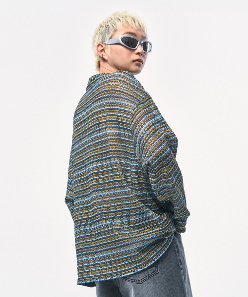 C WEAR BY THE GENIUS(シーウェアバイザジーニアス)の「シースルークラフトニットプルオーバーカーキ(ニット/セーター・メンズ・その他・size1/size3)」の5枚目の写真