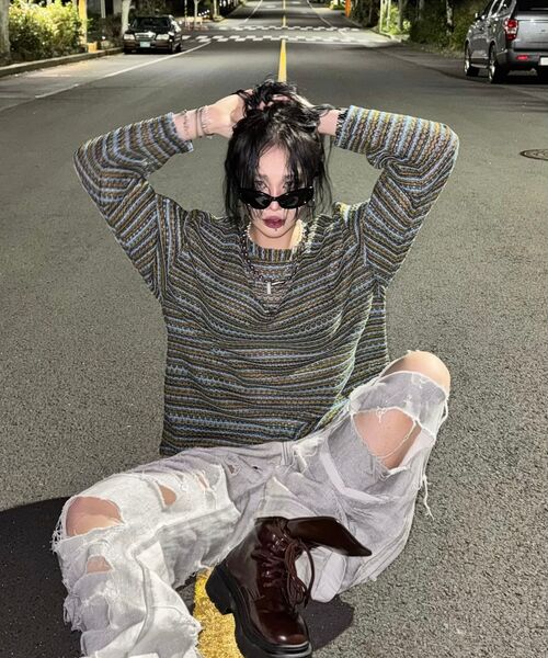 C WEAR BY THE GENIUS(シーウェアバイザジーニアス)の「シースルークラフトニットプルオーバーカーキ(ニット/セーター・メンズ・その他・size1/size3)」の12枚目の写真