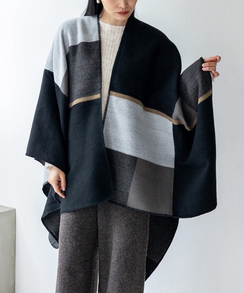 セール】ブランケット風ポンチョ 大判サイズ 着る毛布 ひざ掛け