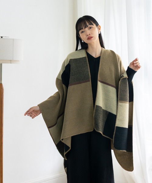 セール】ブランケット風ポンチョ 大判サイズ 着る毛布 ひざ掛け