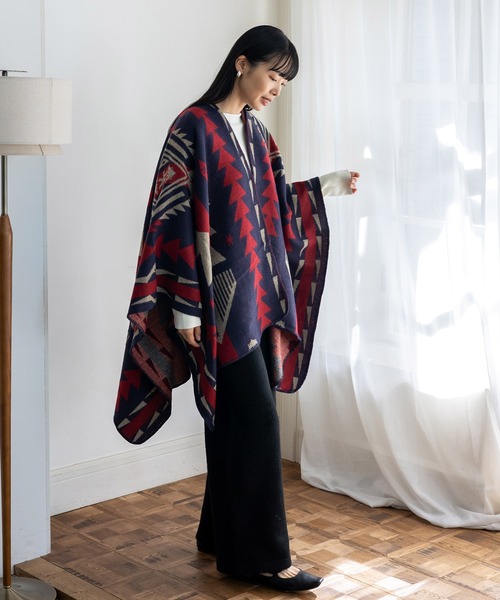 VitaFelice（ヴィータフェリーチェ）の「ブランケット風ポンチョ 大判