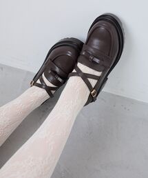 MAJESTIC LEGON | 取り外しリボンクロスローファー(ローファー)