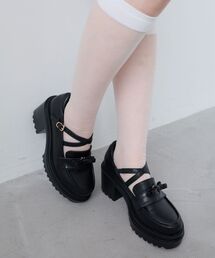 MAJESTIC LEGON | 取り外しリボンクロスローファー(ローファー)