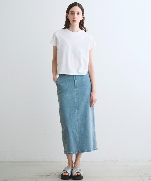 three dots（スリードッツ）の「デニム ペンシルスカート（デニムスカート・レディース・ブルー/ブルー系その他・MEDIUM/SMALL）」の4枚目の写真
