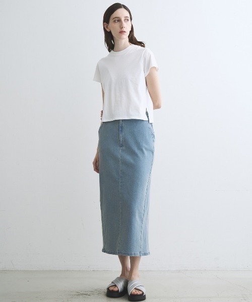 three dots（スリードッツ）の「デニム ペンシルスカート（デニムスカート・レディース・ブルー/ブルー系その他・MEDIUM/SMALL）」の3枚目の写真