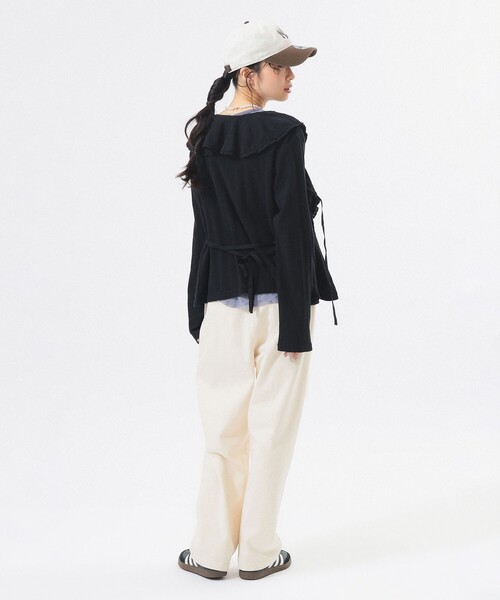 BEAMS BOY（ビームスボーイ）の「【4/2値下げ】ラッフル カーディガン（カーディガン/ボレロ・レディース・ブラック/アイボリー・2/1）」の8枚目の写真