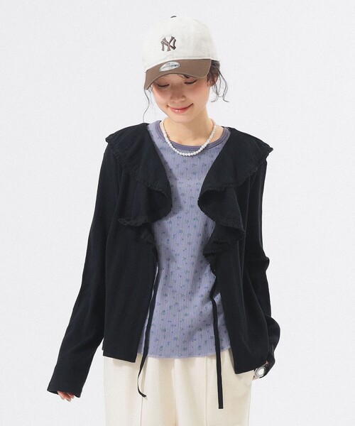 BEAMS BOY（ビームスボーイ）の「【4/2値下げ】ラッフル カーディガン（カーディガン/ボレロ・レディース・ブラック/アイボリー・2/1）」の10枚目の写真