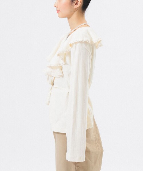 BEAMS BOY（ビームスボーイ）の「【4/2値下げ】ラッフル カーディガン（カーディガン/ボレロ・レディース・ブラック/アイボリー・2/1）」の12枚目の写真