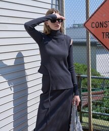 Cut out Strap Ribbed Sleeveless Span Tshirts Deep navy