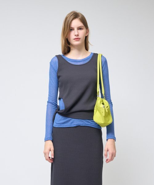 320SHOWROOM(320ショールーム)の「Cut out Strap Ribbed Sleeveless Span Tshirts Deep navy(Tシャツ/カットソー・レディース・その他・FREE)」の2枚目の写真