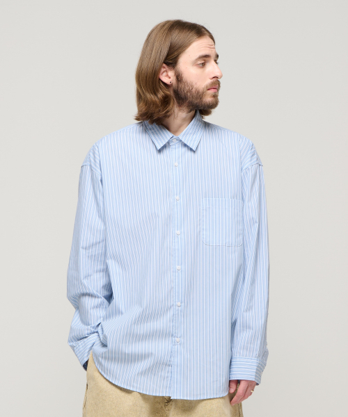CARGOBROS(カーゴブロス)の「シティボーイストライプオーバーシャツ(ブルー)(シャツ/ブラウス・メンズ・その他・FREE)」の1枚目の写真