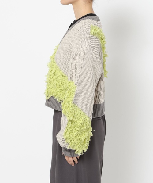 HARE（ハレ）の「パッチワークVネックニットプルオーバー(HARE)（ニット/セーター・レディース・ブルー/イエロー・FREE）」の18枚目の写真