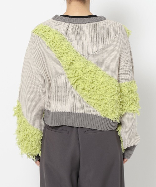 HARE（ハレ）の「パッチワークVネックニットプルオーバー(HARE)（ニット/セーター・レディース・ブルー/イエロー・FREE）」の19枚目の写真