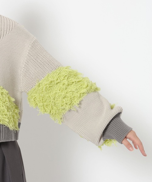 HARE（ハレ）の「パッチワークVネックニットプルオーバー(HARE)（ニット/セーター・レディース・ブルー/イエロー・FREE）」の21枚目の写真