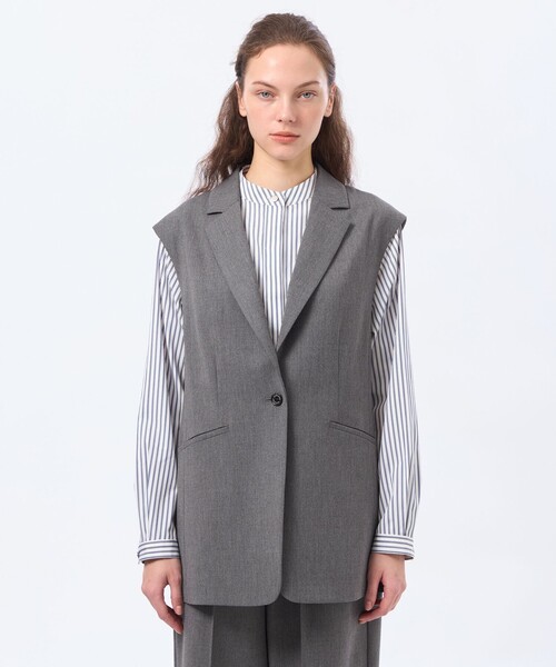 MACKINTOSH PHILOSOPHY（ﾏｯｷﾝﾄｯｼｭ ﾌｨﾛｿﾌｨｰ）の「ウールツイルジレジャケット（ベスト・レディース・ダークネイビー/グレー系その他2/ブラウン系その他・38/36）」の8枚目の写真