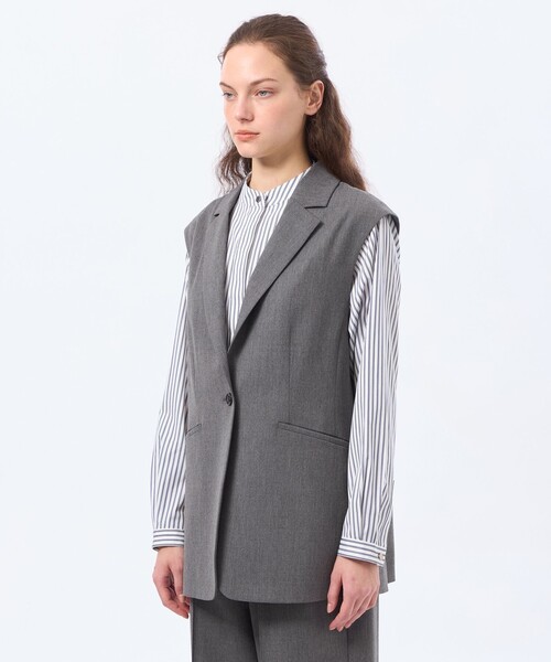 MACKINTOSH PHILOSOPHY（ﾏｯｷﾝﾄｯｼｭ ﾌｨﾛｿﾌｨｰ）の「ウールツイルジレジャケット（ベスト・レディース・ダークネイビー/グレー系その他2/ブラウン系その他・38/36）」の9枚目の写真