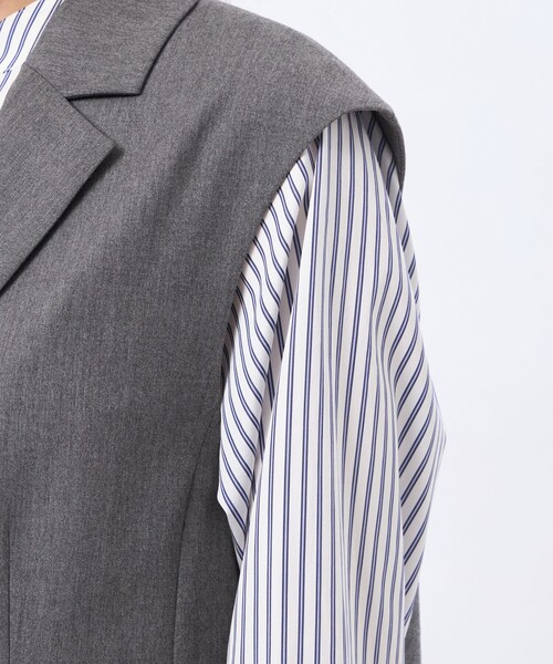 MACKINTOSH PHILOSOPHY（ﾏｯｷﾝﾄｯｼｭ ﾌｨﾛｿﾌｨｰ）の「ウールツイルジレジャケット（ベスト・レディース・ダークネイビー/グレー系その他2/ブラウン系その他・38/36）」の11枚目の写真