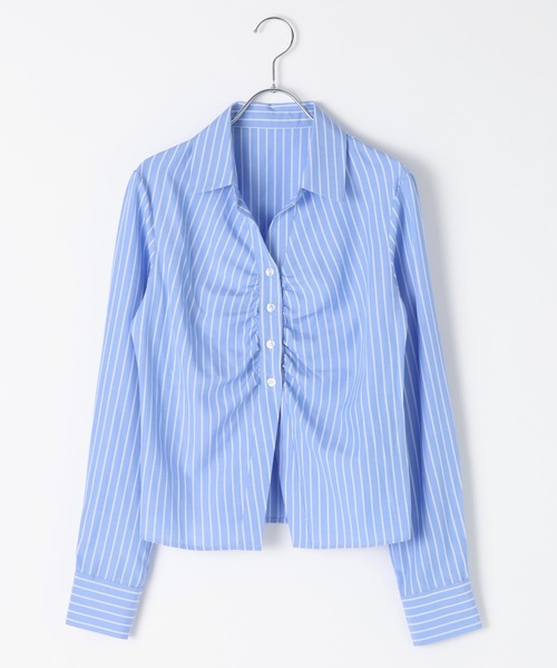 3.3 Field Trip （3.3フィールドトリップ）の「3.3 Field Trip／フロントギャザーコンパクトシャツ（シャツ/ブラウス・レディース・サックスブルー/ブラック・FREE）」の11枚目の写真