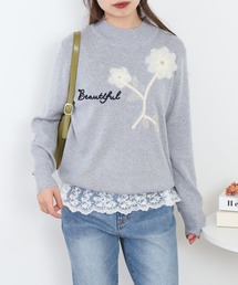 Chiaro（キアロ）の「Chiaro コード刺繍フラワーニット（ニット/セーター）」