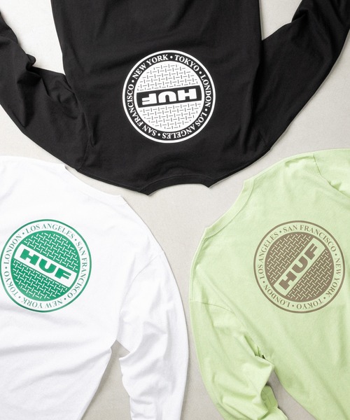 HUF(ハフ)の「MANHOLE LS TEE(Tシャツ/カットソー・メンズ・ライトグリーン/ブラック/ホワイト×グリーン・XXL/XL/L/M/S)」の4枚目の写真
