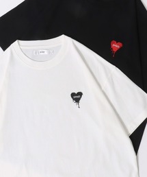 SITRY Heart Embroidery T-Shirt/別注 オーバーサイズ ハートロゴ ワンポイントラメ刺繍 半袖Tシャツ レディース メンズ
