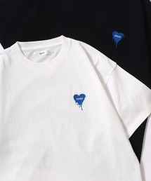 SITRY Heart Embroidery T-Shirt/別注 オーバーサイズ ハートロゴ ワンポイントラメ刺繍 半袖Tシャツ レディース メンズ
