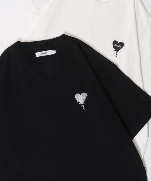 SITRY Heart Embroidery T-Shirt/別注 オーバーサイズ ハートロゴ ワン
