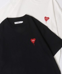 SITRY | SITRY Heart Embroidery T-Shirt/別注 オーバーサイズ ハートロゴ ワンポイントラメ刺繍 半袖Tシャツ レディース メンズ(Tシャツ/カットソー)