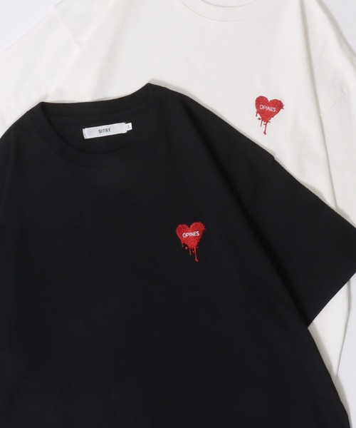 SITRY Heart Embroidery T-Shirt/別注 オーバーサイズ ハートロゴ ワン