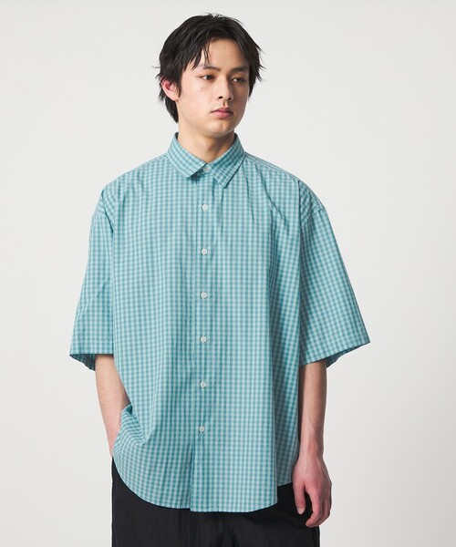 CITEN(シテン)の「<CITEN>スタンダードハーフスリーブシャツギンガムチェック(シャツ/ブラウス・メンズ・ライトブルー/ベージュ・L/M/S)」の1枚目の写真