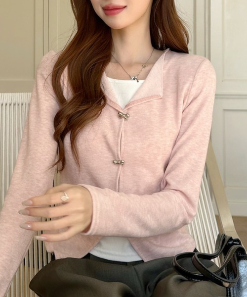 Ada.(エイダ)の「レイヤード風 リボンモチーフ ショート カーディガン(カーディガン/ボレロ・レディース・ライトブルー/ホワイト/ピンク・FREE)」の20枚目の写真