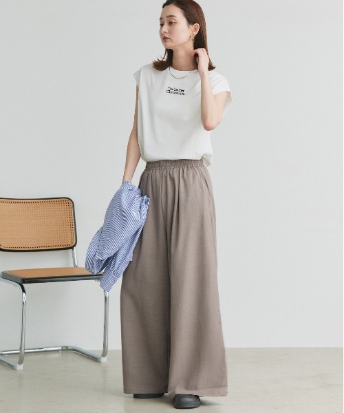 ad thie（アドティエ）の「フロントタック イージーワイドパンツ（スラックス・レディース・ダークブラウン/ブラック/グレー系・FREE）」の22枚目の写真