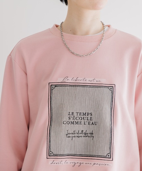 Paradise Picnic（パラダイスピクニック）の「33℃ 額縁刺繍パッチロゴポンチプルオーバー（スウェット・レディース・ブラック/ホワイト/ピンク・FREE）」の18枚目の写真