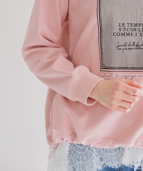 Paradise Picnic（パラダイスピクニック）の「33℃ 額縁刺繍パッチロゴポンチプルオーバー（スウェット・レディース・ブラック/ホワイト/ピンク・FREE）」の19枚目の写真