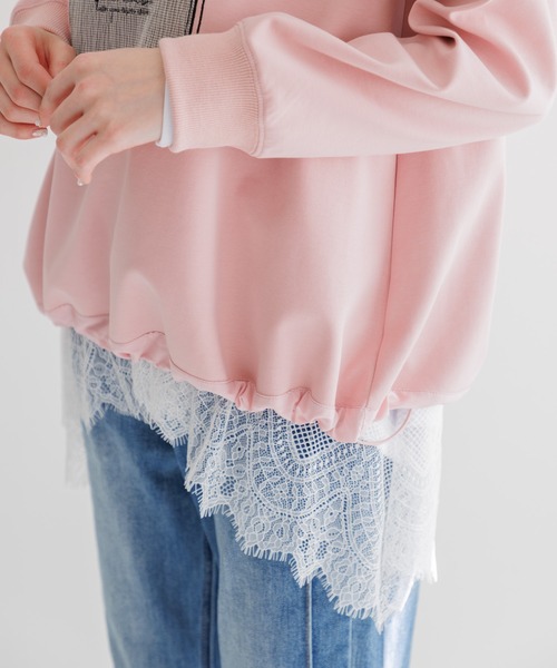 Paradise Picnic（パラダイスピクニック）の「33℃ 額縁刺繍パッチロゴポンチプルオーバー（スウェット・レディース・ブラック/ホワイト/ピンク・FREE）」の21枚目の写真