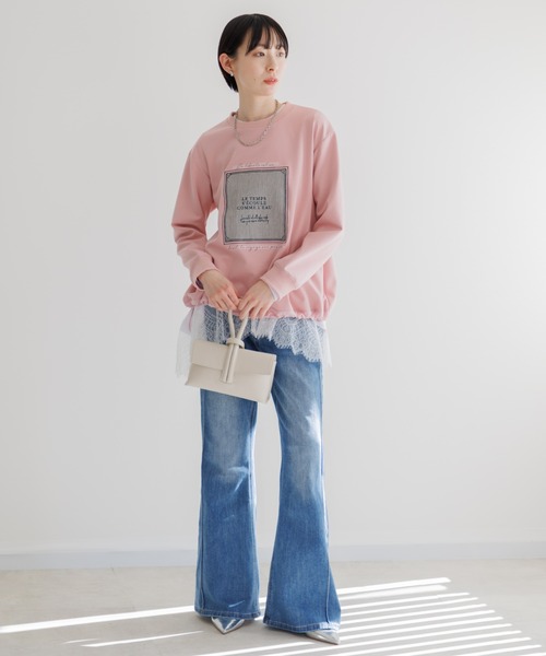 Paradise Picnic（パラダイスピクニック）の「33℃ 額縁刺繍パッチロゴポンチプルオーバー（スウェット・レディース・ブラック/ホワイト/ピンク・FREE）」の13枚目の写真