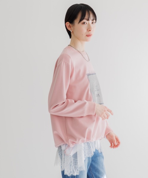 Paradise Picnic（パラダイスピクニック）の「33℃ 額縁刺繍パッチロゴポンチプルオーバー（スウェット・レディース・ブラック/ホワイト/ピンク・FREE）」の16枚目の写真