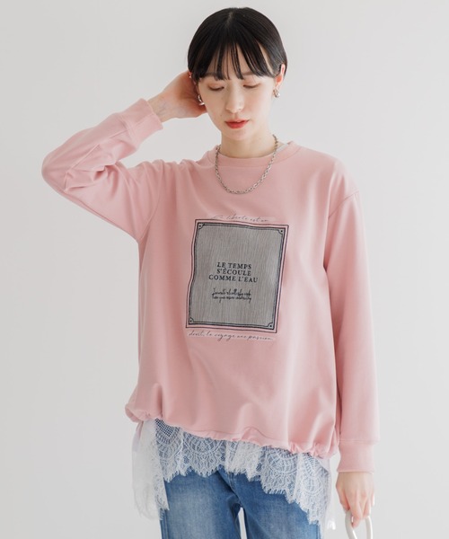 Paradise Picnic（パラダイスピクニック）の「33℃ 額縁刺繍パッチロゴポンチプルオーバー（スウェット・レディース・ブラック/ホワイト/ピンク・FREE）」の15枚目の写真