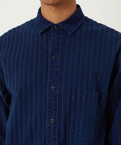 BLUE BLUE JAPAN（ブルーブルージャパン）の「ブークレストライプ ロングスリーブシャツ（シャツ/ブラウス・メンズ・インディゴブルー・S/M/L/XL）」の5枚目の写真