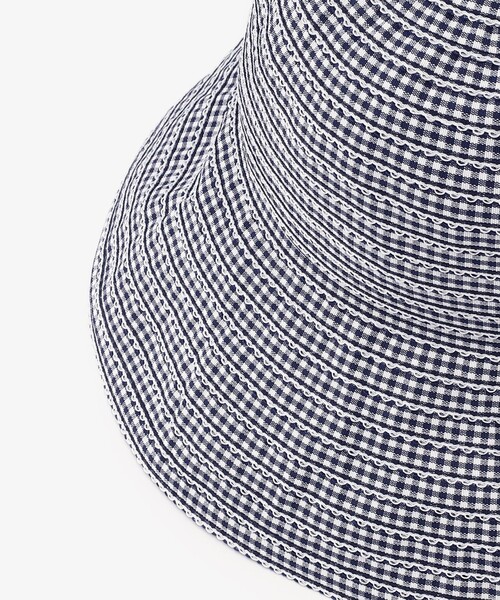 Afternoon Tea（アフタヌーンティー）の「ギンガムチェックグログランツバ広UVハット（ハット・レディース・ブルー・ONE SIZE）」の3枚目の写真