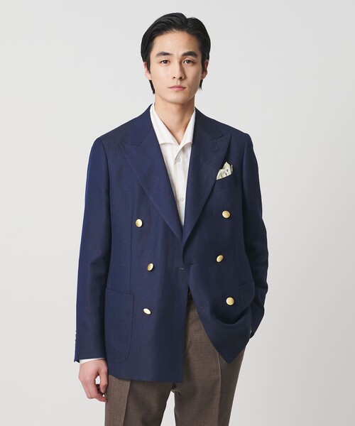 UNITED ARROWS(ユナイテッドアローズ)の「Vitale Barberis Canonico ウールリネン カルゼ ダブル 6ボタン ブレザー(テーラードジャケット・メンズ・ネイビー・46/48/50)」の13枚目の写真