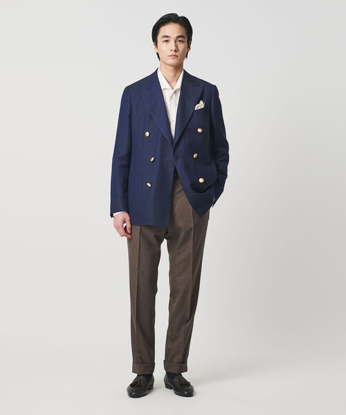 UNITED ARROWS(ユナイテッドアローズ)の「Vitale Barberis Canonico ウールリネン カルゼ ダブル 6ボタン ブレザー(テーラードジャケット・メンズ・ネイビー・46/48/50)」の14枚目の写真