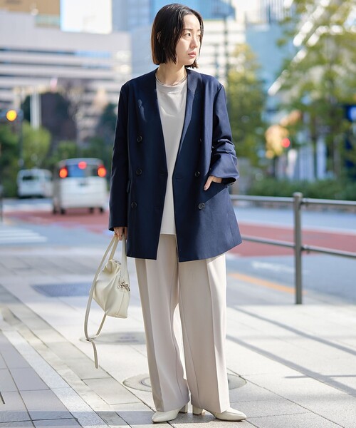 RONEL(ロネル)の「【RONEL】ノーカラーダブルジャケット(ノーカラージャケット・レディース・ネイビー・M/S)」の20枚目の写真