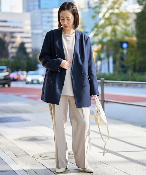 RONEL(ロネル)の「【RONEL】ノーカラーダブルジャケット(ノーカラージャケット・レディース・ネイビー・M/S)」の19枚目の写真