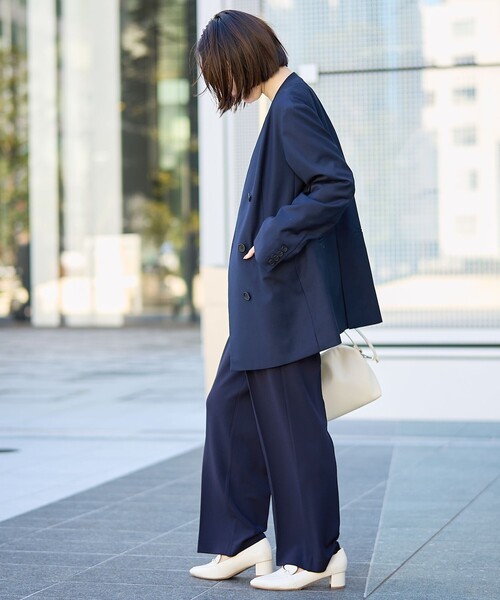 RONEL(ロネル)の「【RONEL】ノーカラーダブルジャケット(ノーカラージャケット・レディース・ネイビー・M/S)」の15枚目の写真