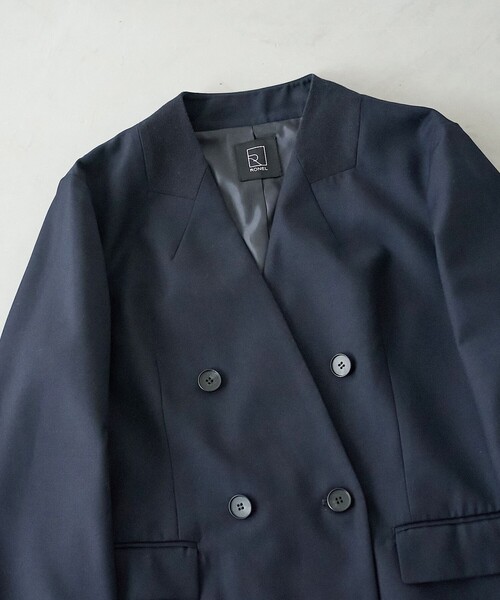 RONEL(ロネル)の「【RONEL】ノーカラーダブルジャケット(ノーカラージャケット・レディース・ネイビー・M/S)」の9枚目の写真