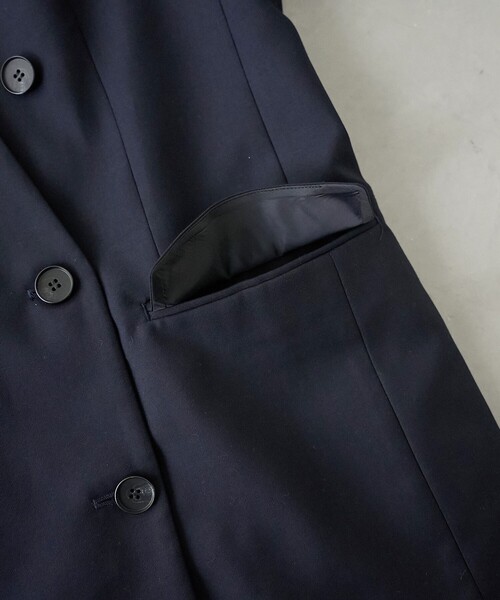 RONEL(ロネル)の「【RONEL】ノーカラーダブルジャケット(ノーカラージャケット・レディース・ネイビー・M/S)」の7枚目の写真