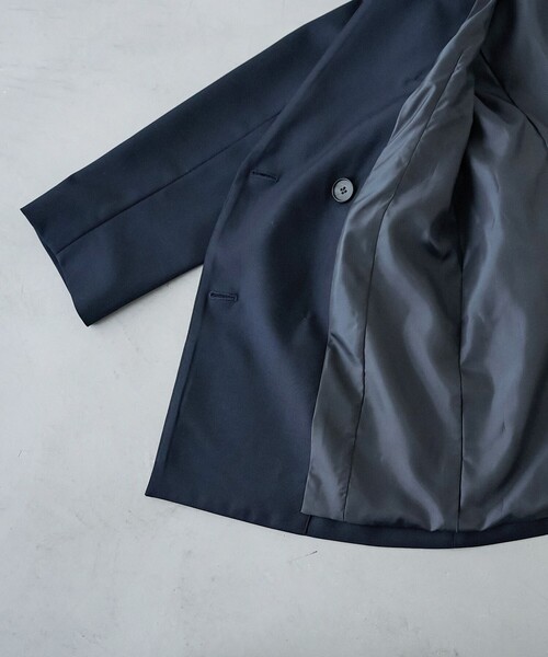 RONEL(ロネル)の「【RONEL】ノーカラーダブルジャケット(ノーカラージャケット・レディース・ネイビー・M/S)」の4枚目の写真
